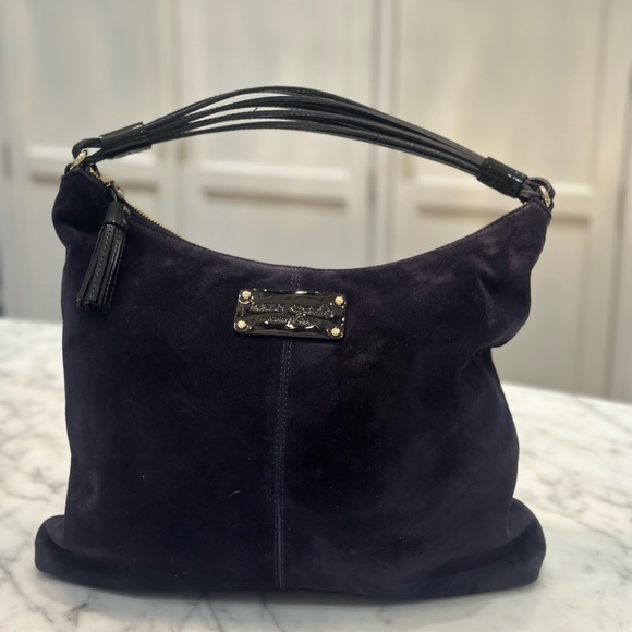 Kate Spade New York Suede Handbag - navy blue suede with patent leather - Picture 2 of 14